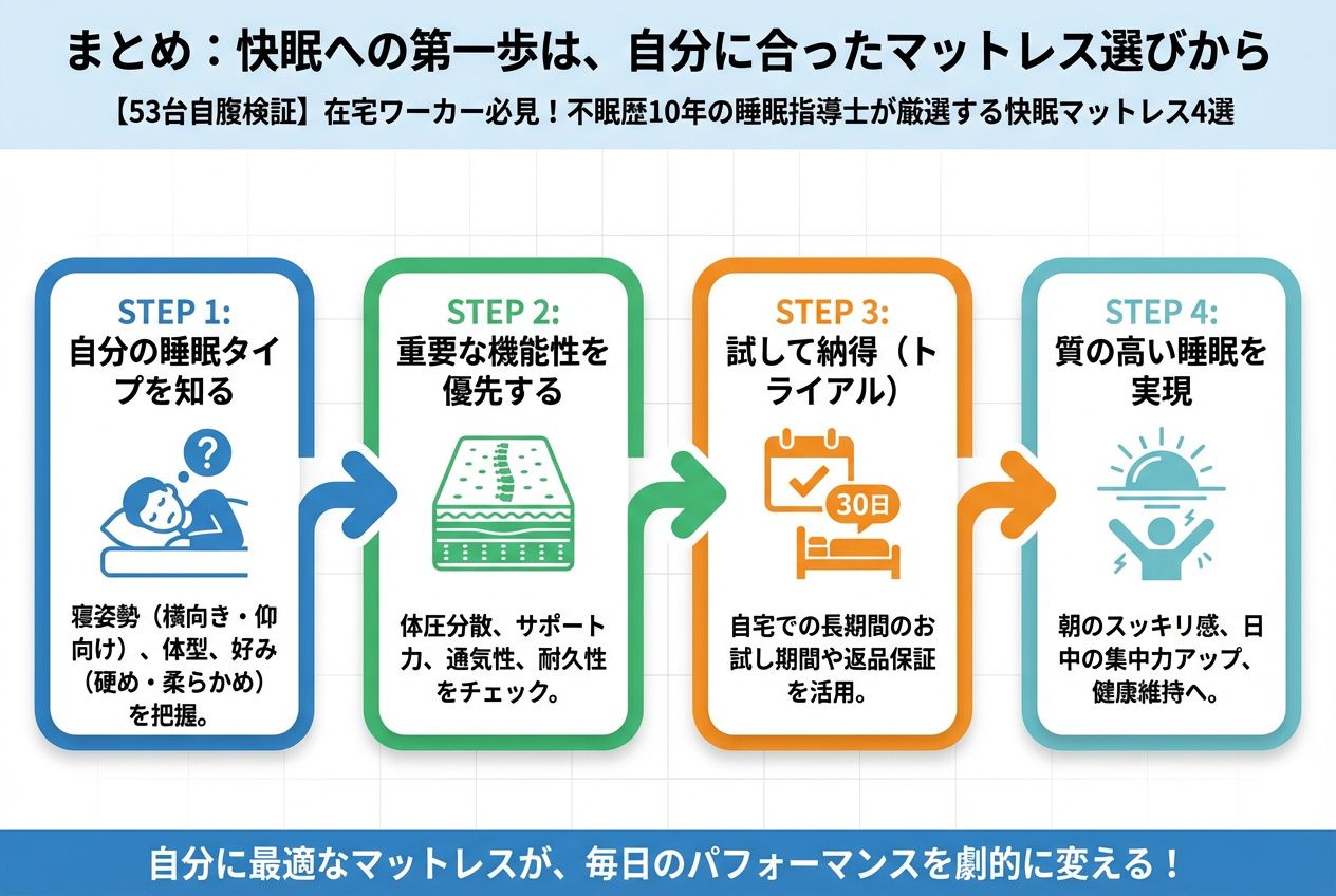快眠グッズ まとめ:快眠への第一歩は、自分に合ったマットレス選びから