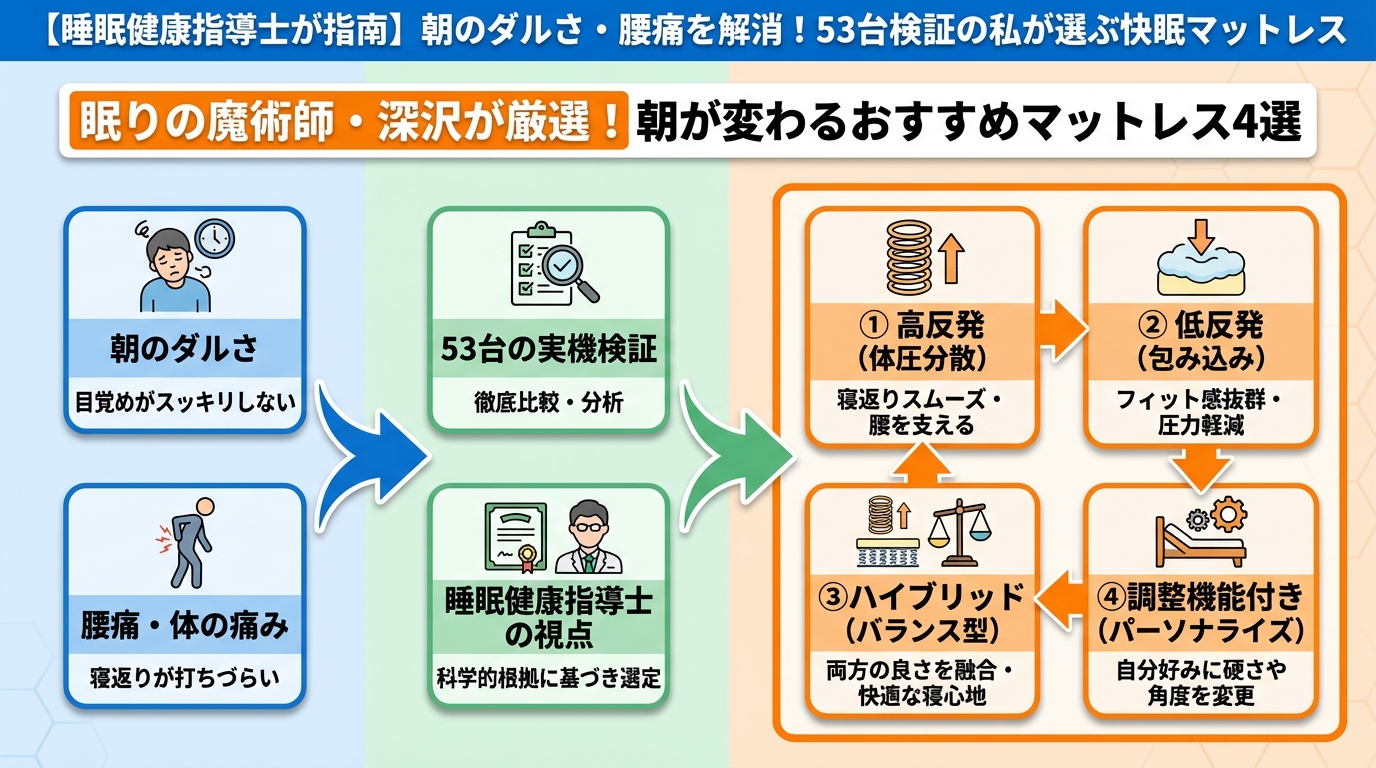 寝具 眠りの魔術師・深沢が厳選!朝が変わるおすすめマットレス4選