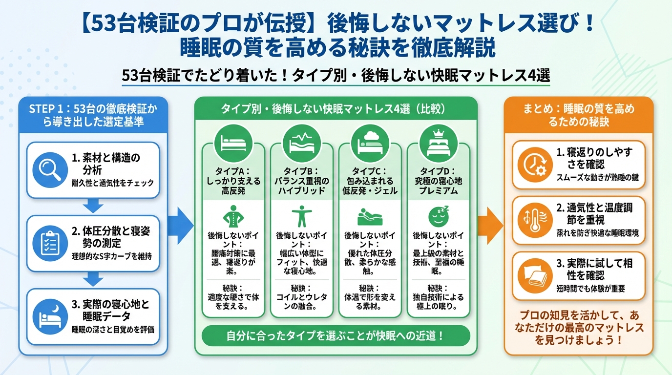 寝具 53台検証でたどり着いた！タイプ別・後悔しない快眠マットレス4選