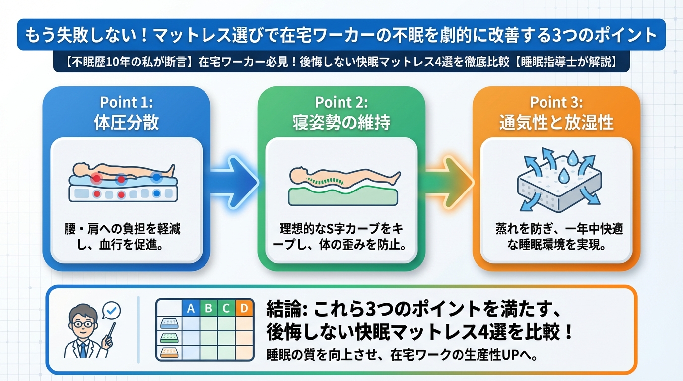 快眠グッズ もう失敗しない！マットレス選びで在宅ワーカーの不眠を劇的に改善する3つのポイント