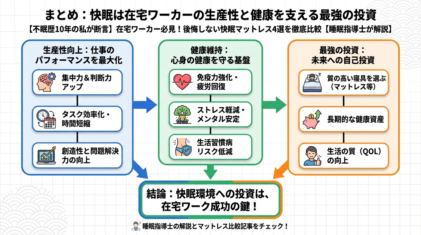 快眠グッズ まとめ：快眠は在宅ワーカーの生産性と健康を支える最強の投資