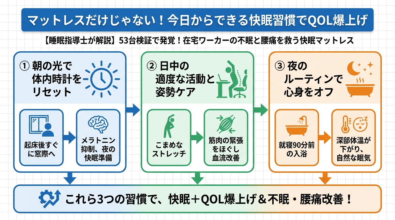 マットレス・快眠 マットレスだけじゃない!今日からできる快眠習慣でQOL爆上げ