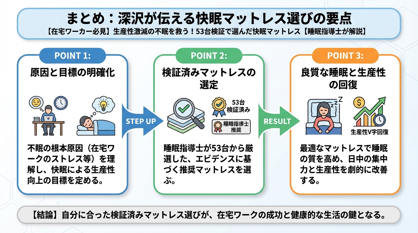 マットレス・快眠 まとめ:深沢が伝える快眠マットレス選びの要点