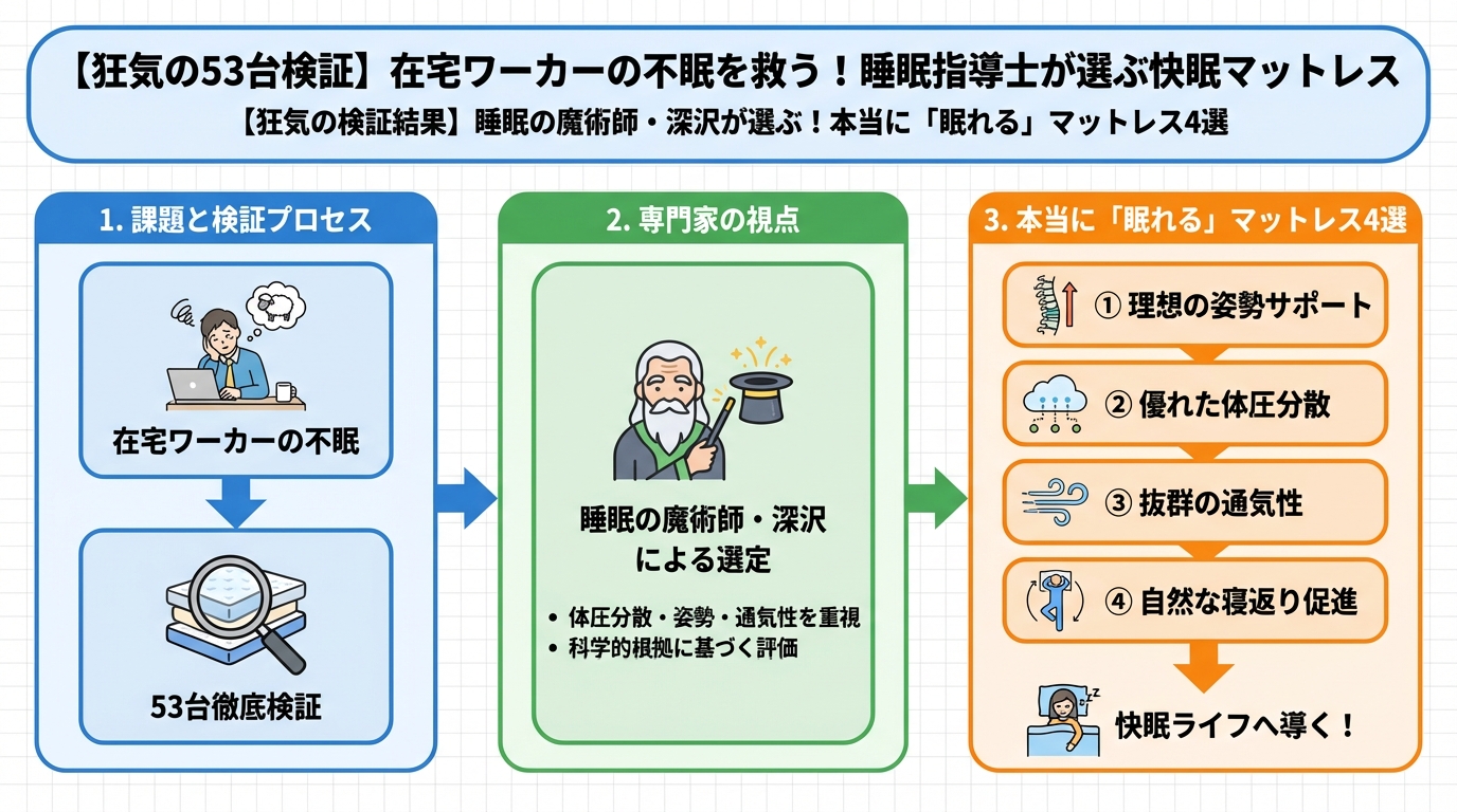 マットレス・快眠 【狂気の検証結果】睡眠の魔術師・深沢が選ぶ！本当に「眠れる」マットレス4選