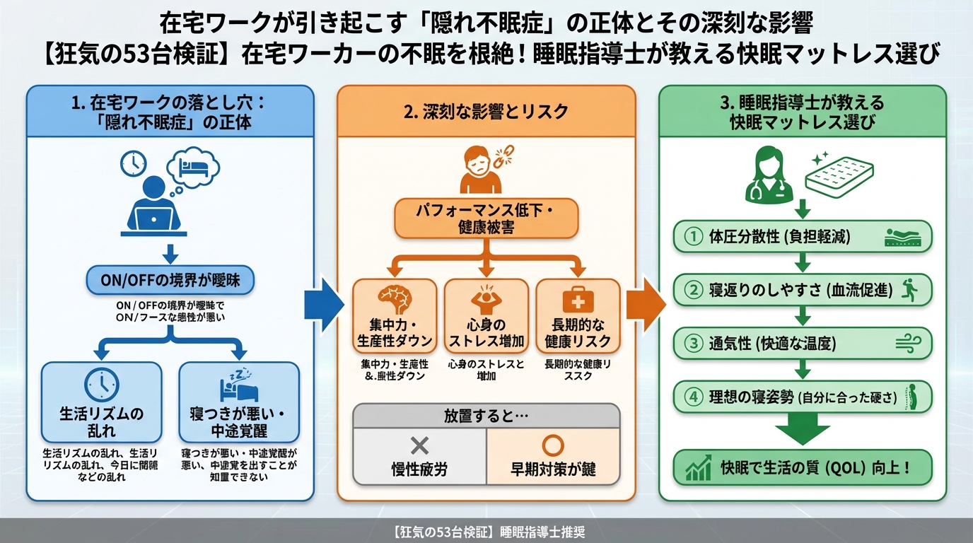 睡眠改善 在宅ワークが引き起こす「隠れ不眠症」の正体とその深刻な影響