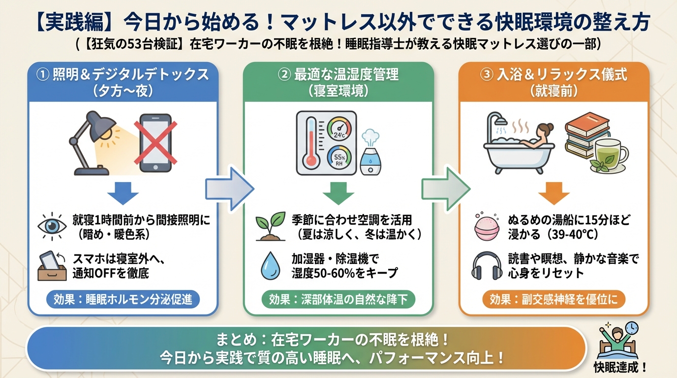 睡眠改善 【実践編】今日から始める！マットレス以外でできる快眠環境の整え方