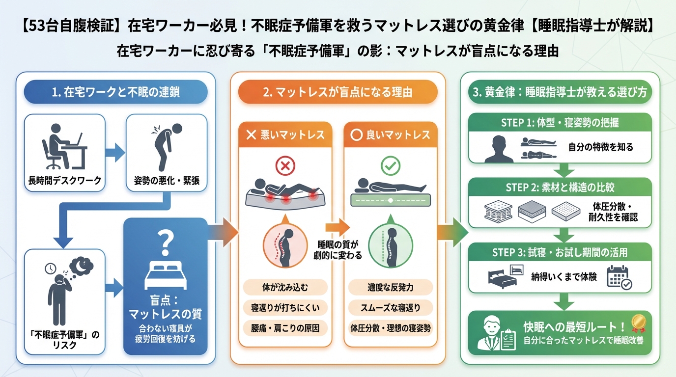 寝具 在宅ワーカーに忍び寄る「不眠症予備軍」の影:マットレスが盲点になる理由