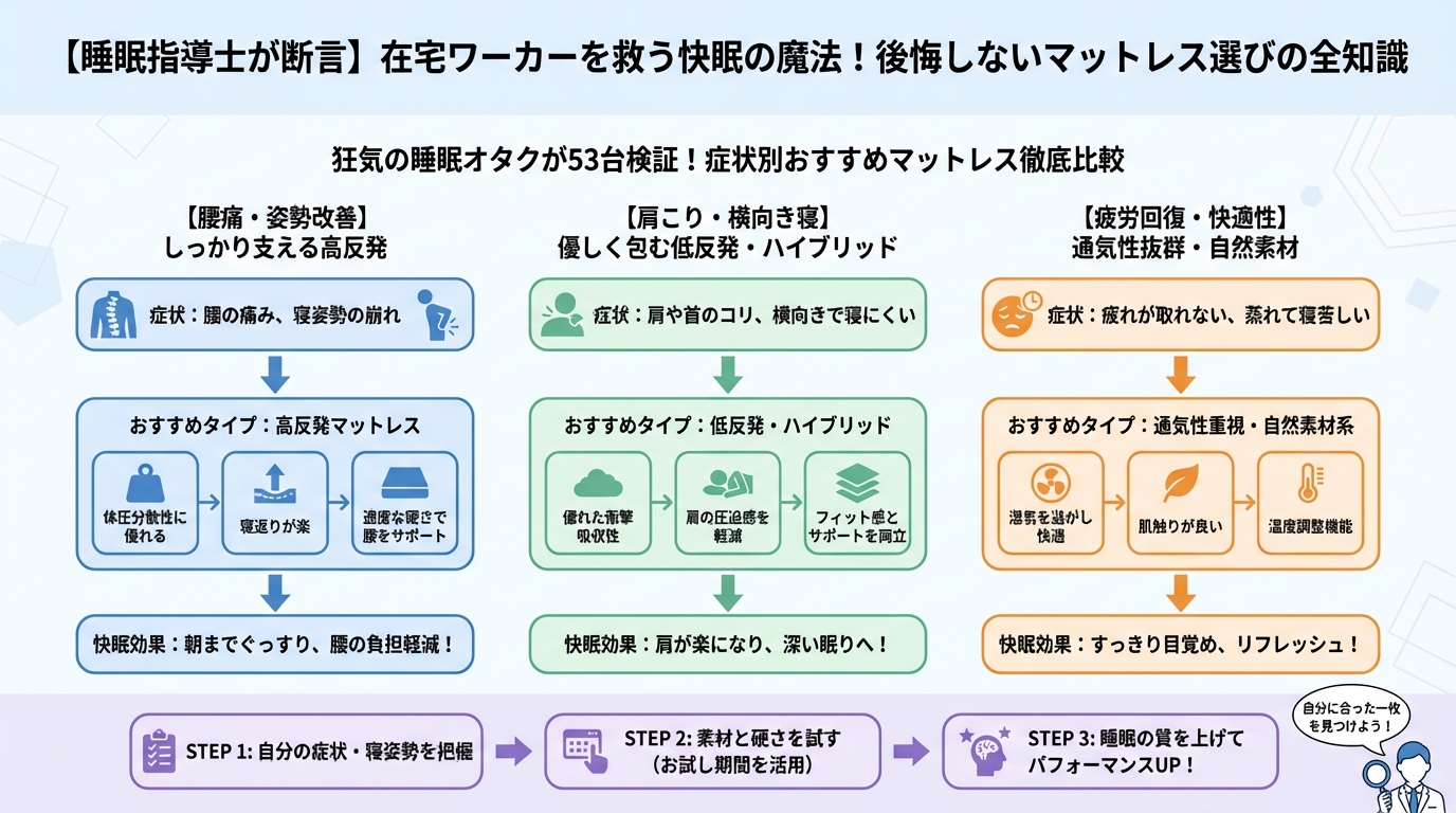 マットレス・快眠 狂気の睡眠オタクが53台検証!症状別おすすめマットレス徹底比較