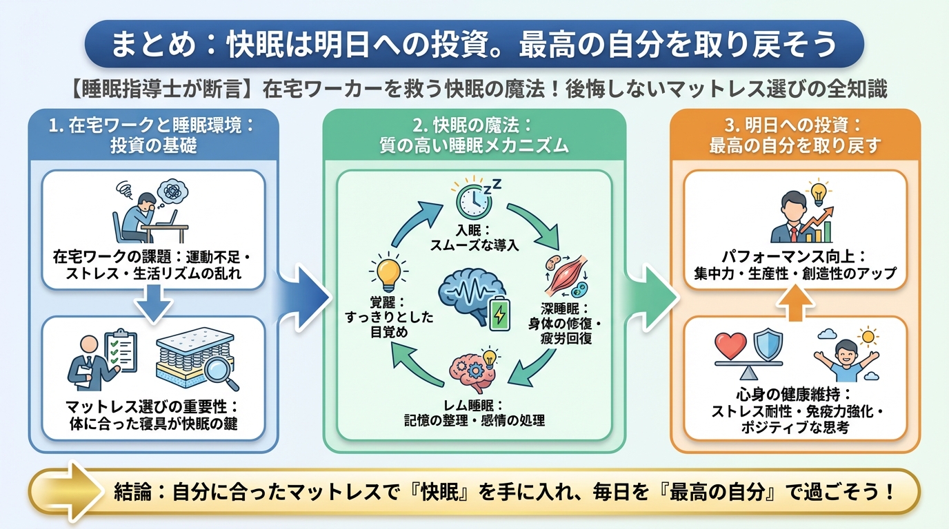マットレス・快眠 まとめ:快眠は明日への投資。最高の自分を取り戻そう