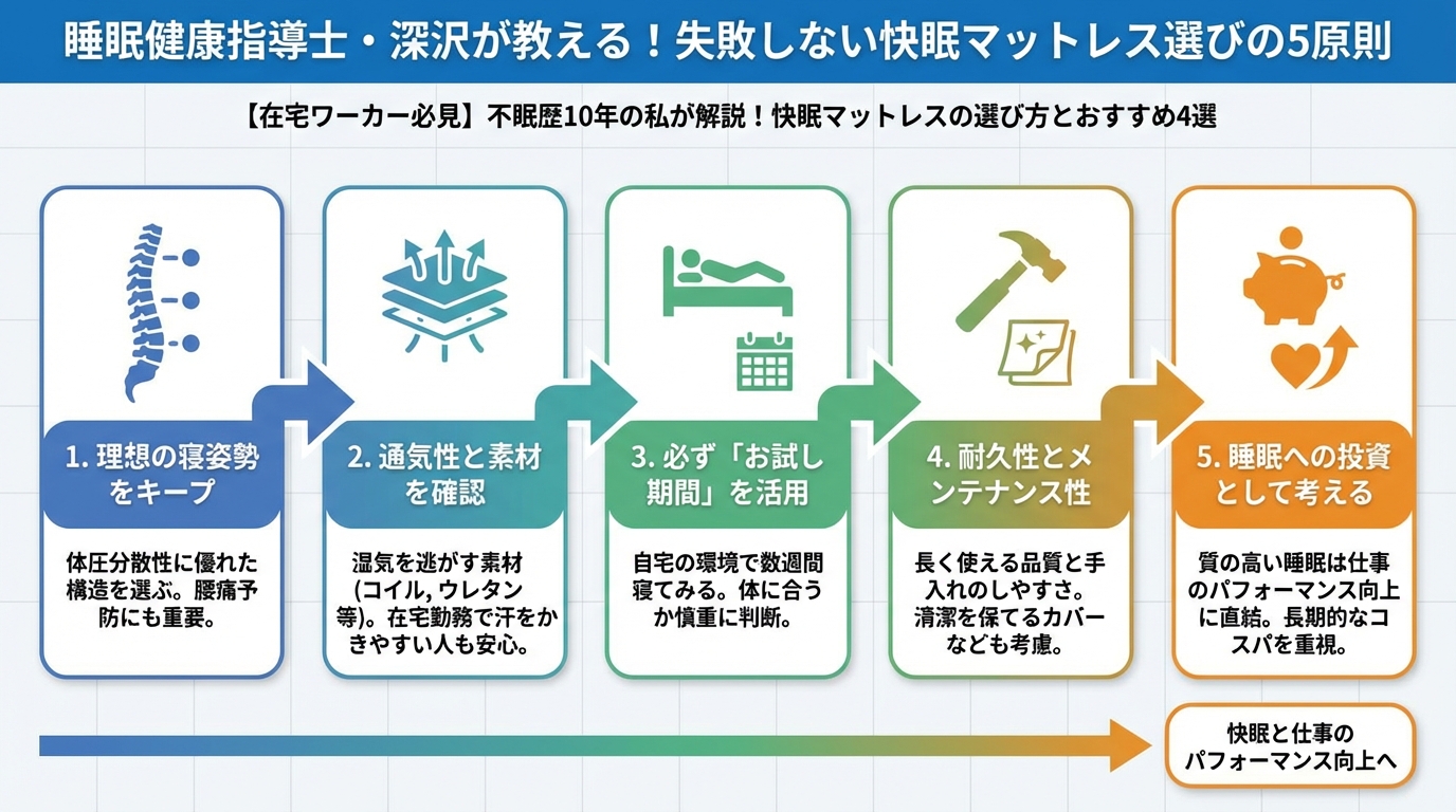 寝具 睡眠健康指導士・深沢が教える！失敗しない快眠マットレス選びの5原則