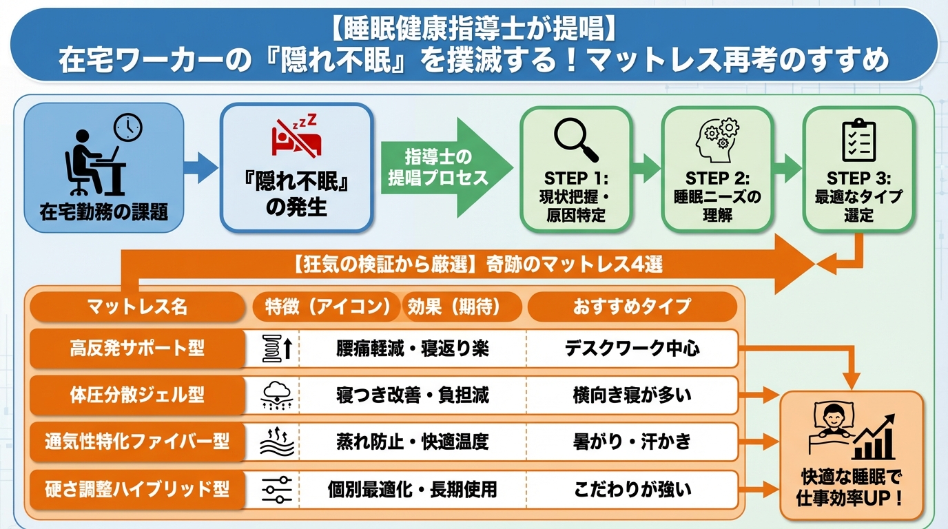 睡眠改善 【狂気の検証から厳選】在宅ワーカーの『隠れ不眠』を撲滅する奇跡のマットレス4選