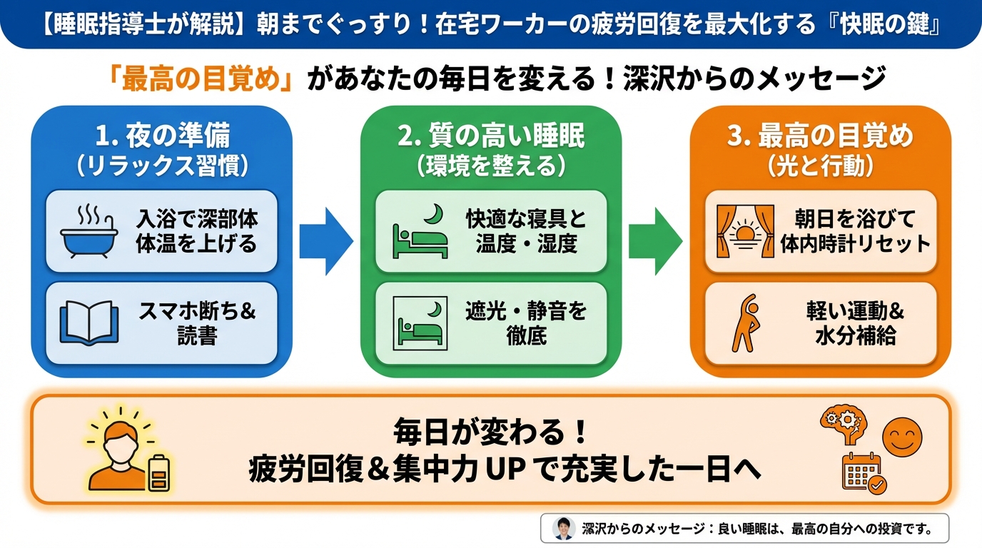 睡眠改善 「最高の目覚め」があなたの毎日を変える!深沢からのメッセージ