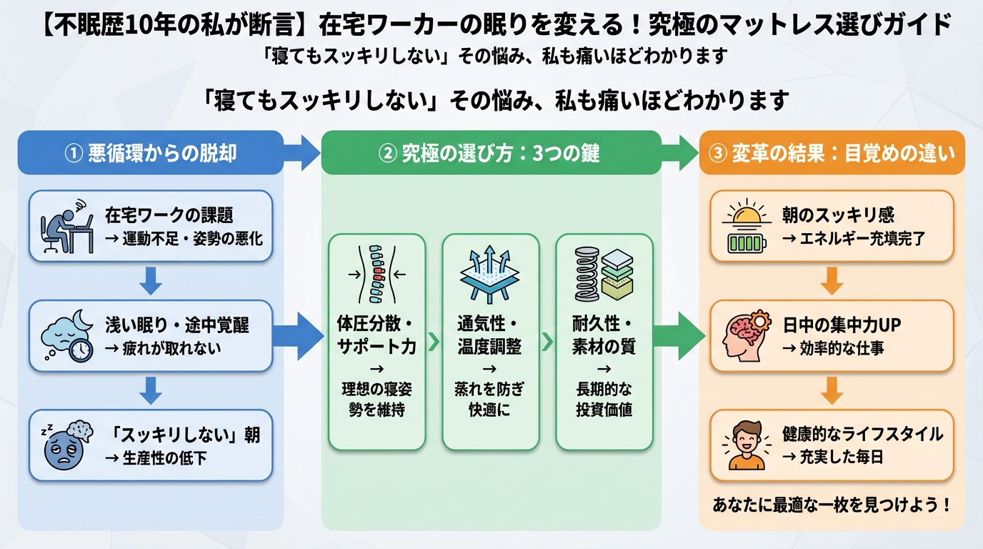 マットレス・快眠 '寝てもスッキリしない' その悩み、私も痛いほどわかります