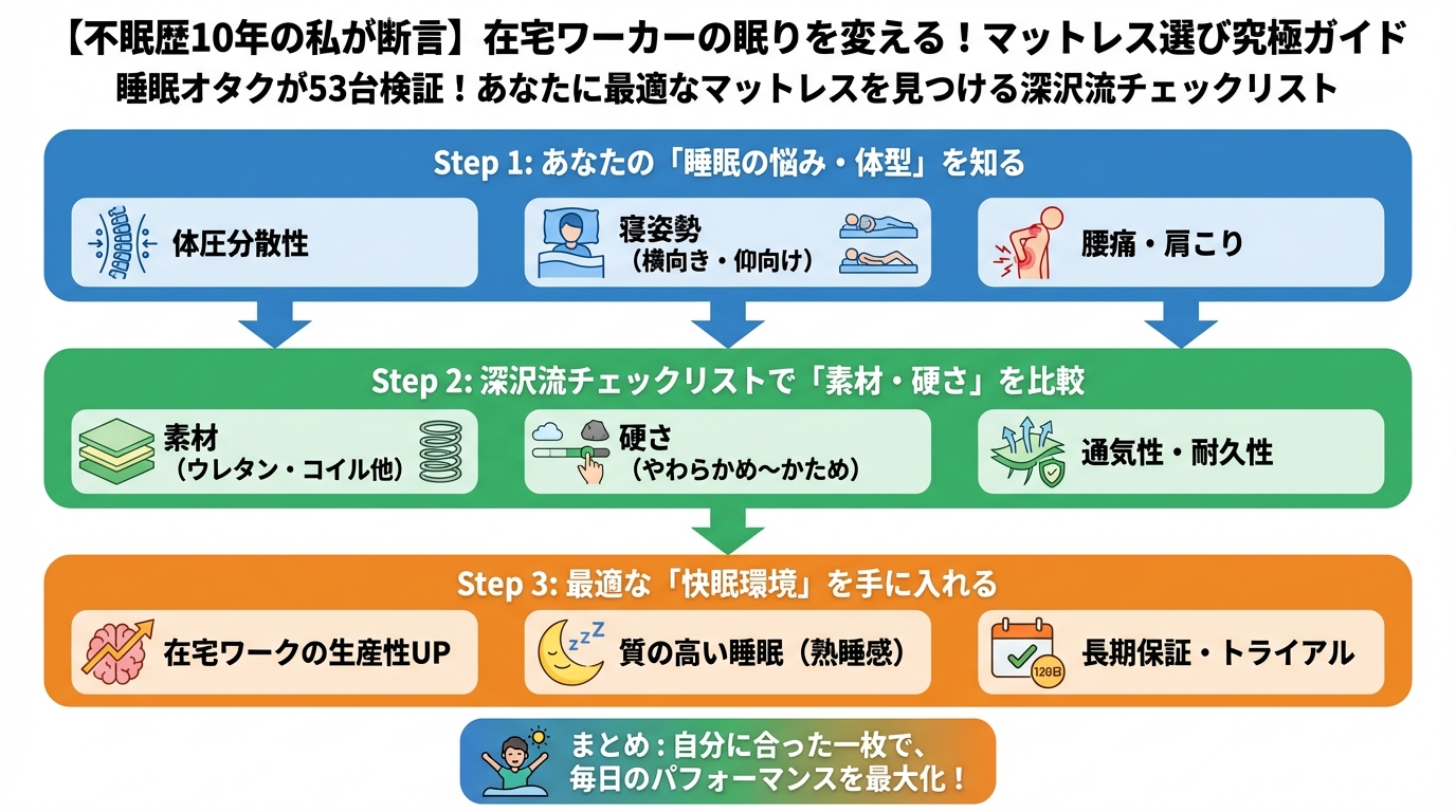 マットレス・快眠 睡眠オタクが53台検証!あなたに最適なマットレスを見つける深沢流チェックリスト