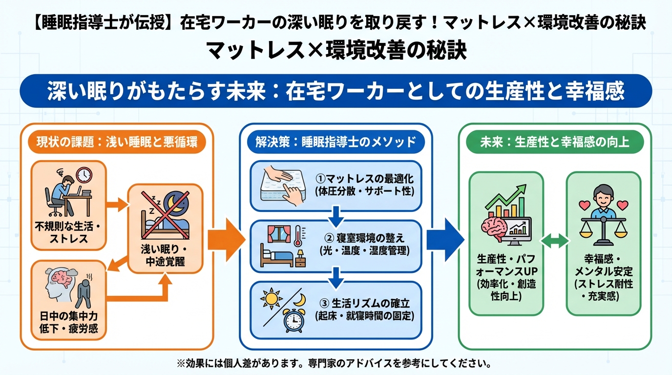 睡眠改善 深い眠りがもたらす未来:在宅ワーカーとしての生産性と幸福感