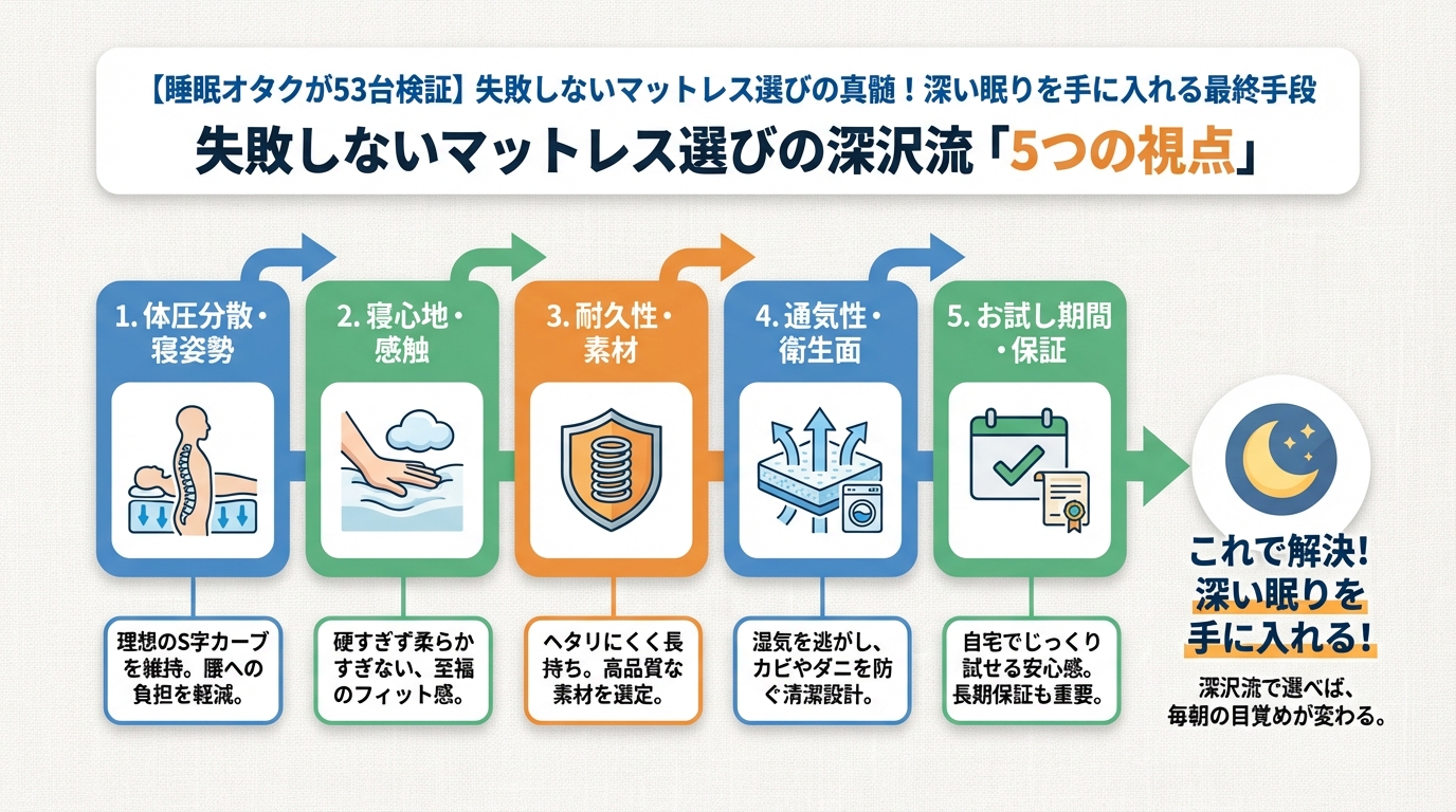 快眠グッズ 失敗しないマットレス選びの深沢流「5つの視点」
