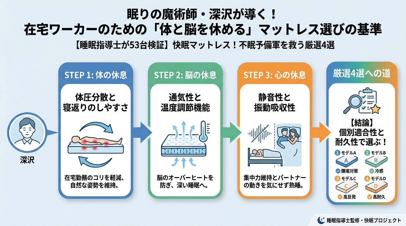 寝具 眠りの魔術師・深沢が導く！在宅ワーカーのための「体と脳を休める」マットレス選びの基準