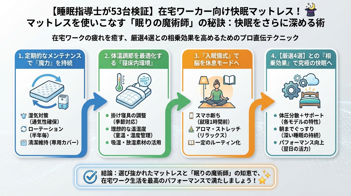 寝具 マットレスを使いこなす「眠りの魔術師」の秘訣：快眠をさらに深める術