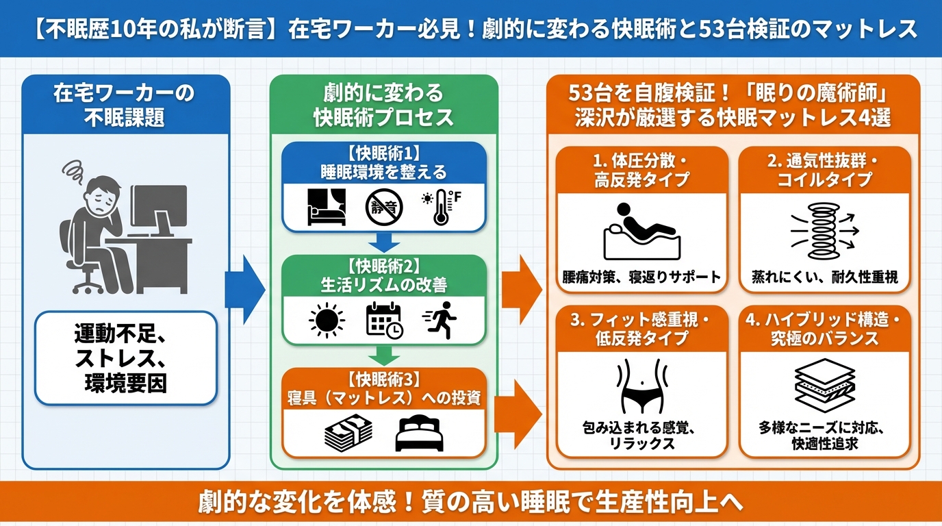 睡眠改善 53台を自腹検証!「眠りの魔術師」深沢が厳選する快眠マットレス4選