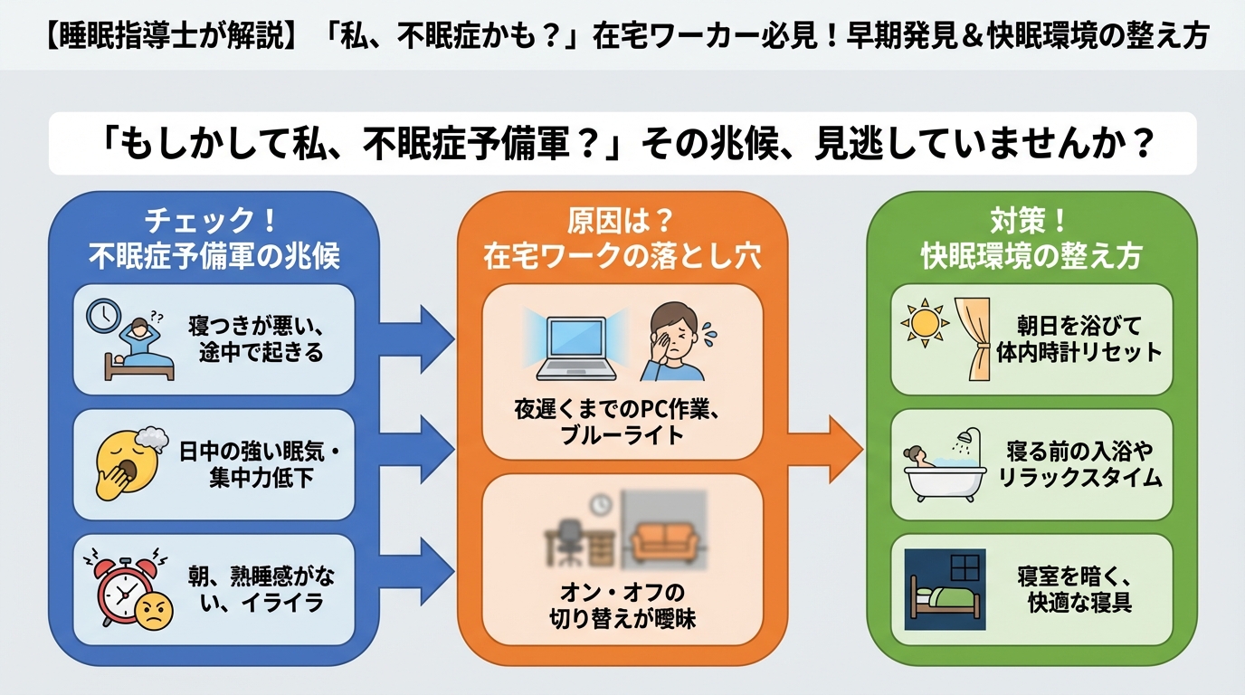 睡眠改善 「もしかして私、不眠症予備軍?」その兆候、見逃していませんか?