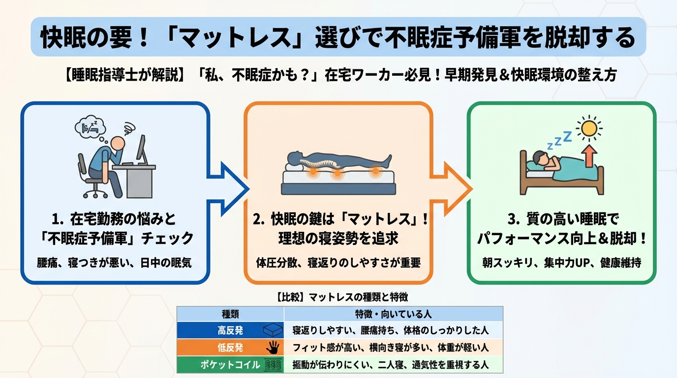 睡眠改善 快眠の要!「マットレス」選びで不眠症予備軍を脱却する