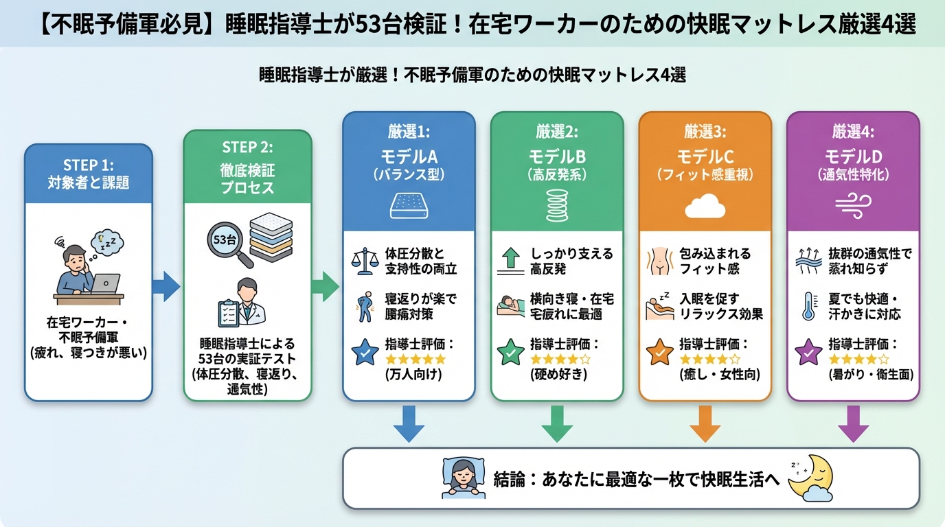 睡眠改善 睡眠指導士が厳選!不眠予備軍のための快眠マットレス4選
