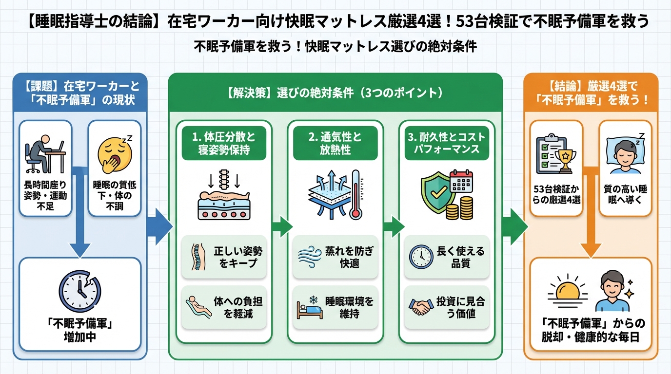 寝具 不眠予備軍を救う！快眠マットレス選びの絶対条件