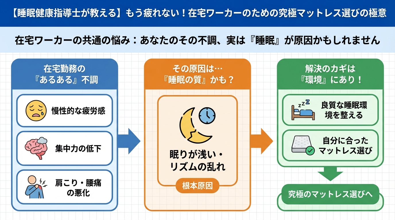 寝具 在宅ワーカーの共通の悩み:あなたのその不調、実は「睡眠」が原因かもしれません