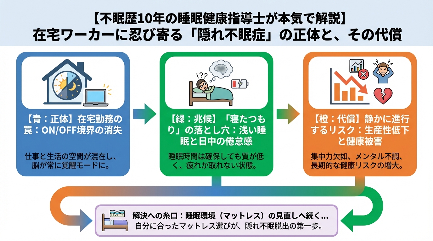 寝具 在宅ワーカーに忍び寄る「隠れ不眠症」の正体と、その代償