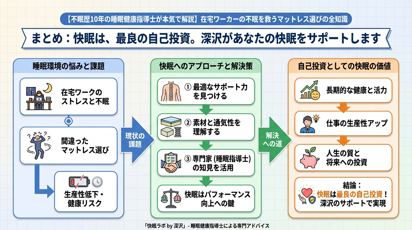 寝具 まとめ：快眠は、最良の自己投資。深沢があなたの快眠をサポートします