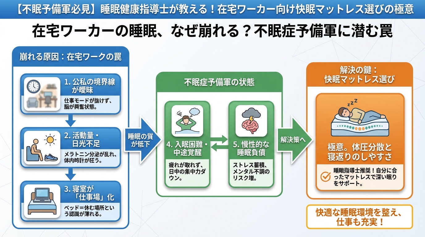 快眠グッズ 在宅ワーカーの睡眠、なぜ崩れる?不眠症予備軍に潜む罠