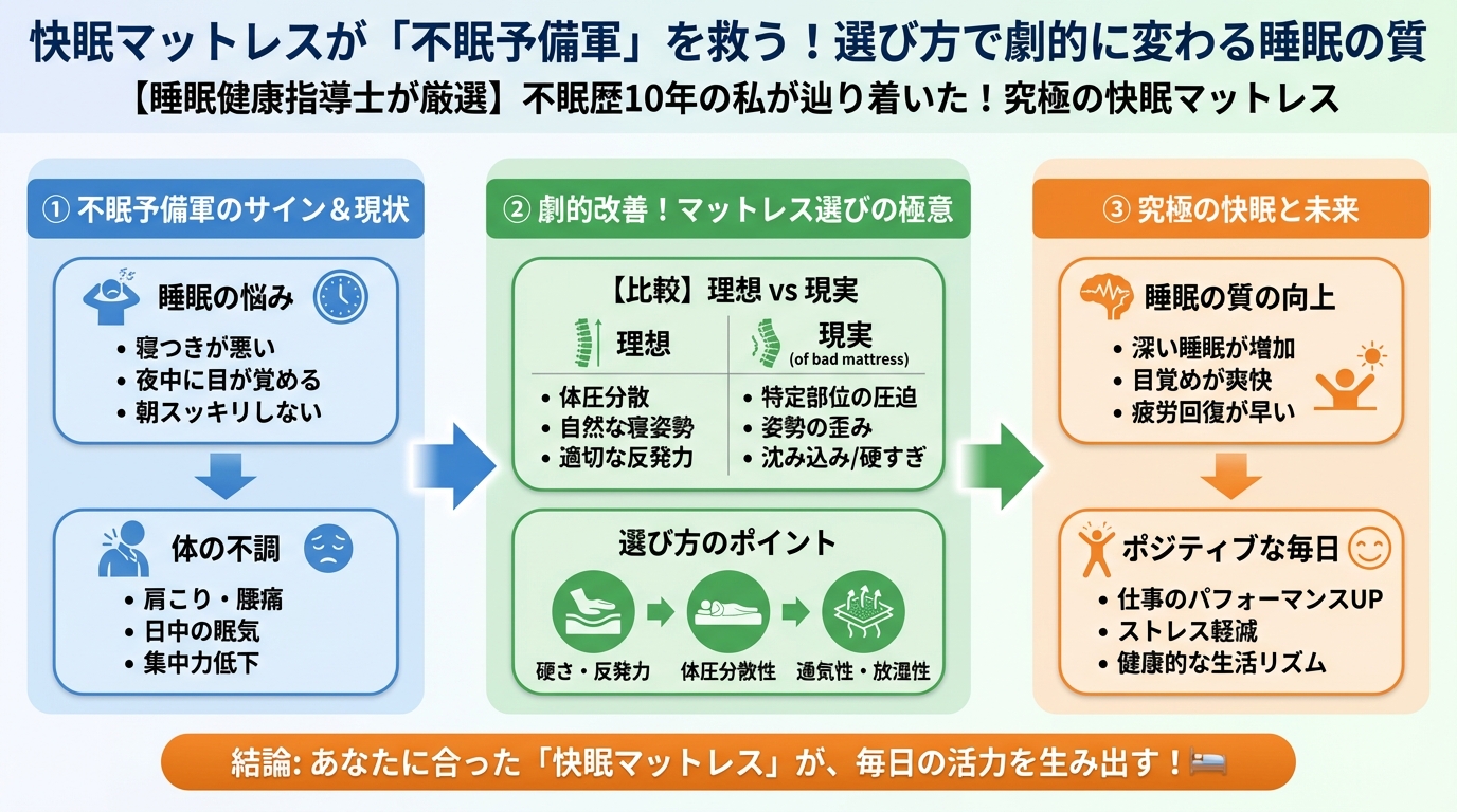 寝具 快眠マットレスが「不眠予備軍」を救う!選び方で劇的に変わる睡眠の質