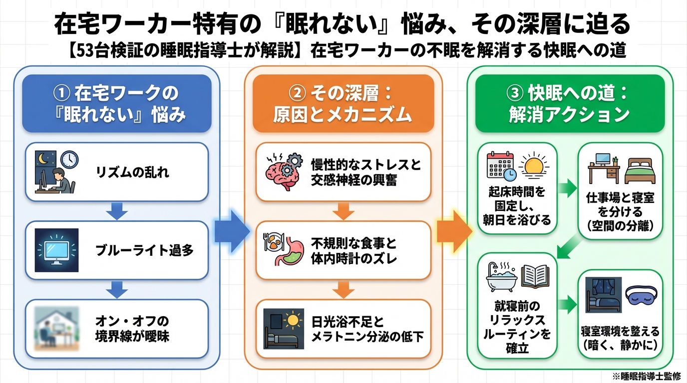 睡眠改善 在宅ワーカー特有の「眠れない」悩み、その深層に迫る