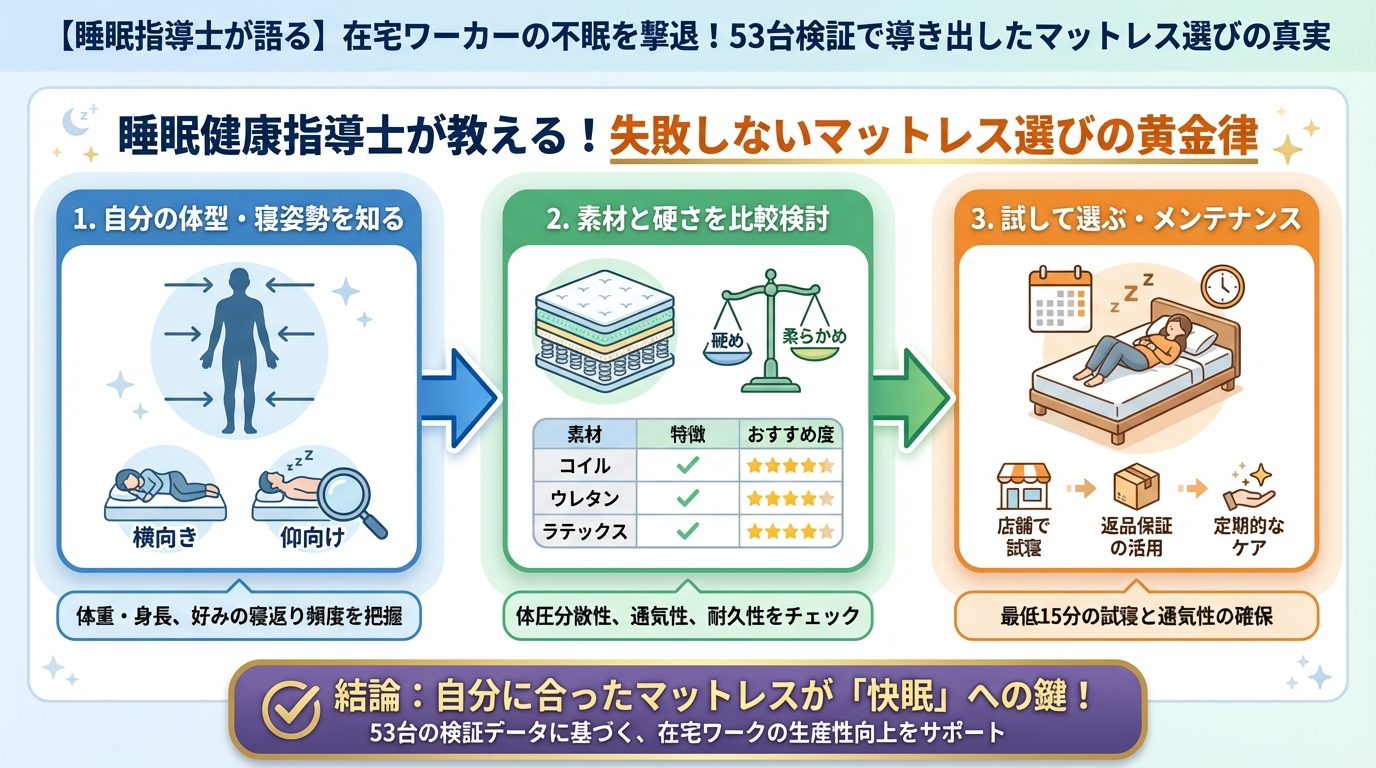 睡眠改善 睡眠健康指導士が教える!失敗しないマットレス選びの黄金律