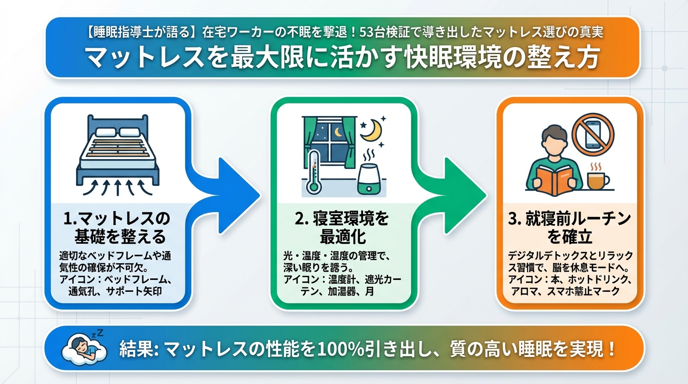 睡眠改善 マットレスを最大限に活かす快眠環境の整え方