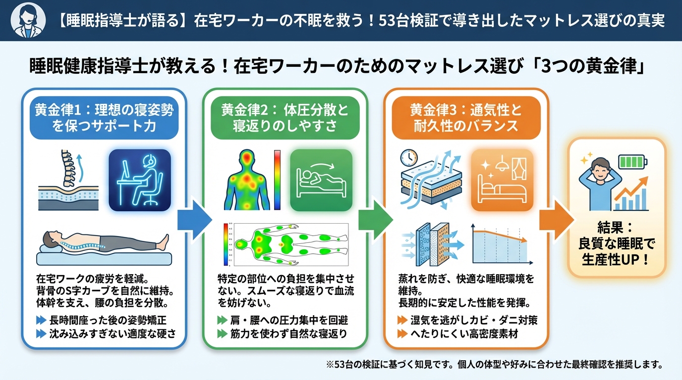 寝具 睡眠健康指導士が教える!在宅ワーカーのためのマットレス選び「3つの黄金律」