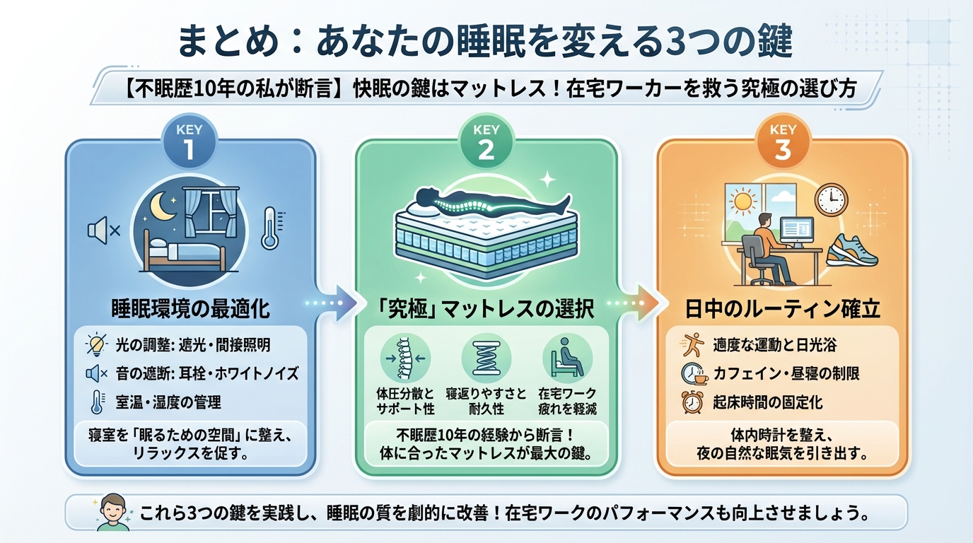 マットレス・快眠 まとめ：あなたの睡眠を変える3つの鍵