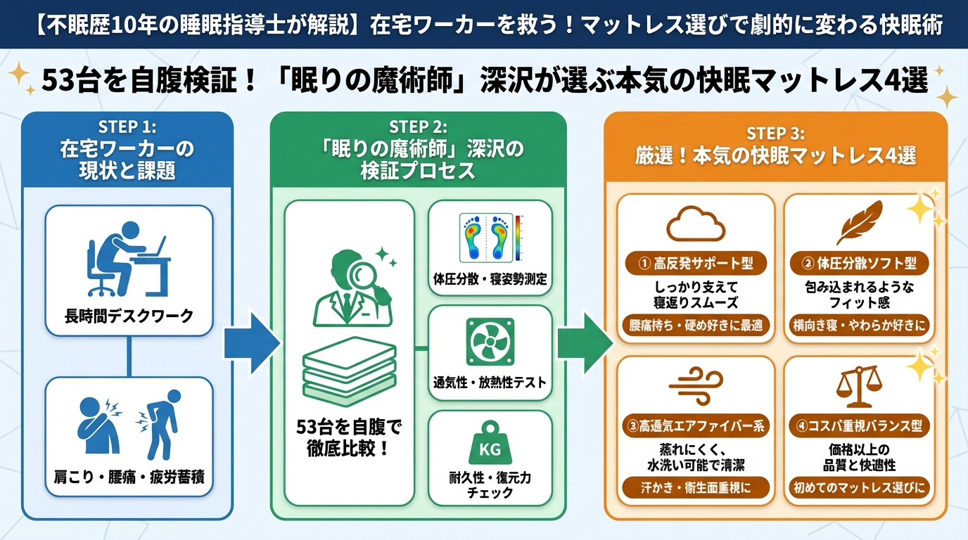 マットレス・快眠 53台を自腹検証!「眠りの魔術師」深沢が選ぶ本気の快眠マットレス4選