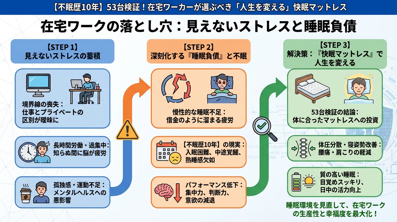 寝具 在宅ワークの落とし穴:見えないストレスと睡眠負債