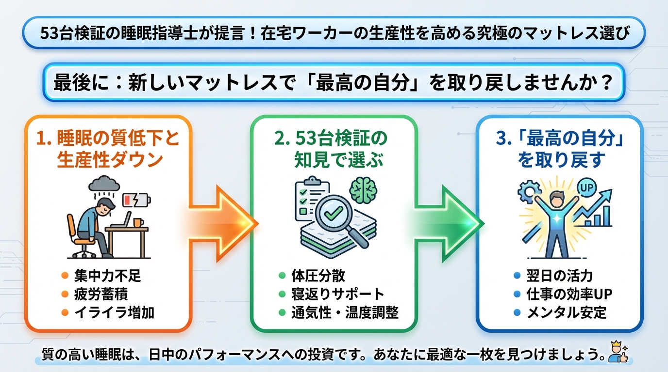 マットレス・快眠 最後に：新しいマットレスで「最高の自分」を取り戻しませんか？