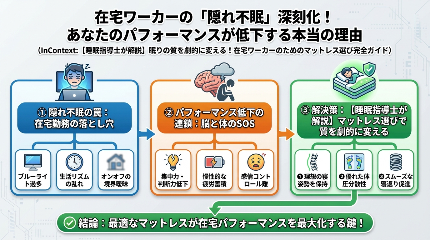 マットレス・快眠 在宅ワーカーの「隠れ不眠」深刻化!あなたのパフォーマンスが低下する本当の理由
