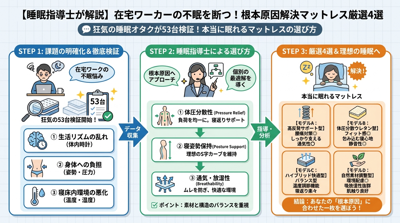 快眠グッズ 狂気の睡眠オタクが53台検証!本当に眠れるマットレスの選び方