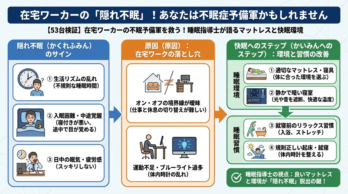 寝具 在宅ワーカーの「隠れ不眠」!あなたは不眠症予備軍かもしれません