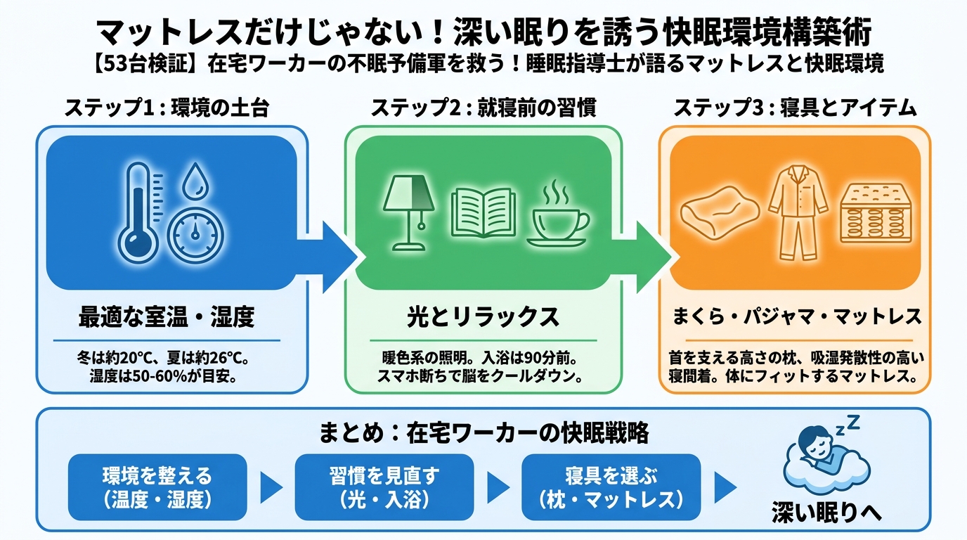 寝具 マットレスだけじゃない!深い眠りを誘う快眠環境構築術