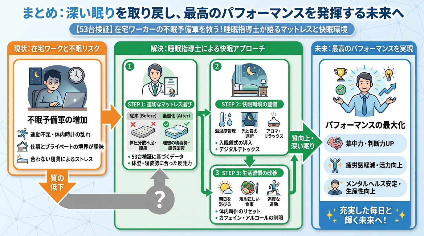寝具 まとめ:深い眠りを取り戻し、最高のパフォーマンスを発揮する未来へ