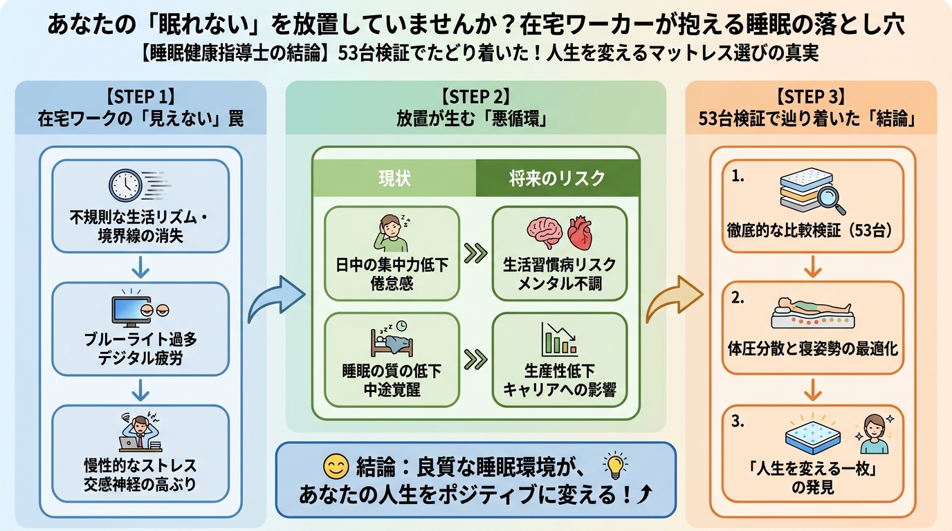 睡眠改善 あなたの「眠れない」を放置していませんか?在宅ワーカーが抱える睡眠の落とし穴