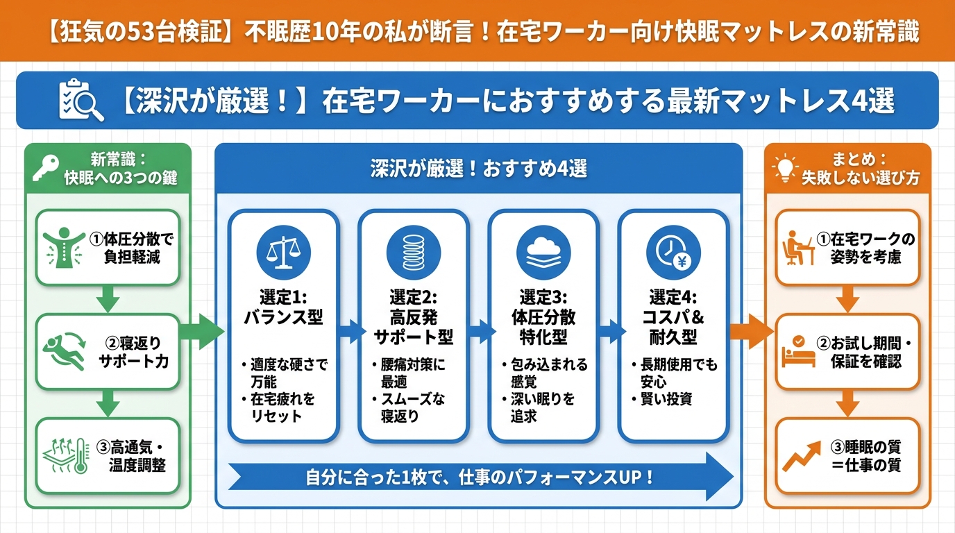 寝具 【深沢が厳選!】在宅ワーカーにおすすめする最新マットレス4選