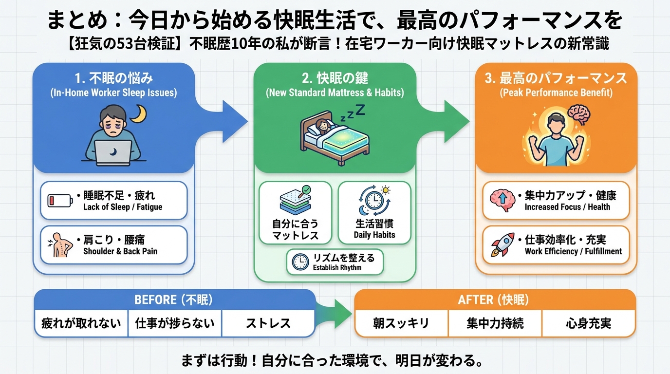 寝具 まとめ:今日から始める快眠生活で、最高のパフォーマンスを