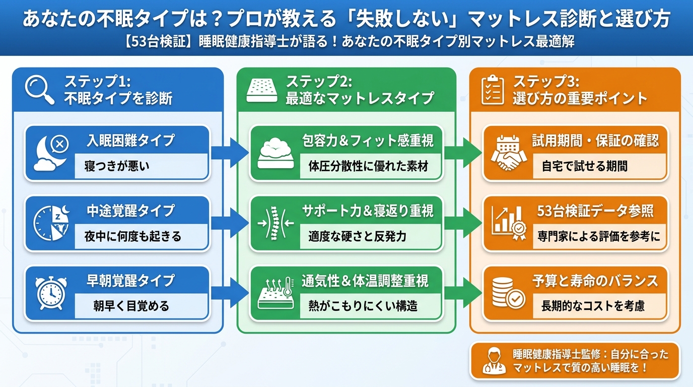 寝具 あなたの不眠タイプは?プロが教える「失敗しない」マットレス診断と選び方