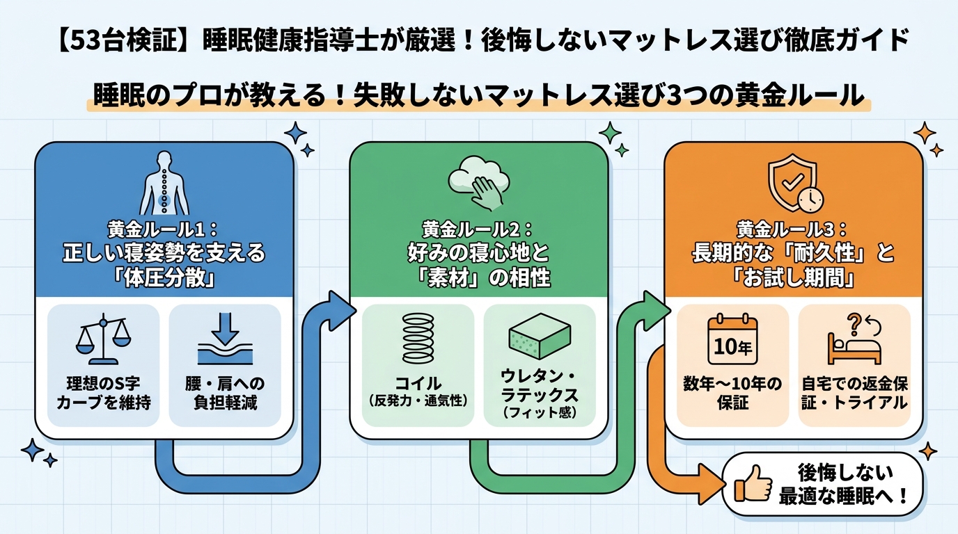 寝具 【53台検証】睡眠のプロが教える!失敗しないマットレス選び3つの黄金ルール